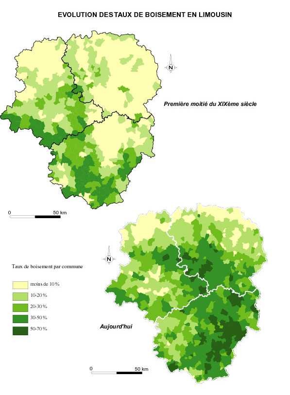 EVOLUTION DES TAUX DE BOISEMENT EN LIMOUSIN