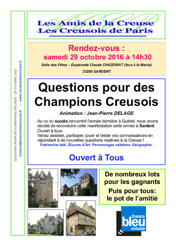 20161029b AFFICHE Questions pour des Champions Creusois