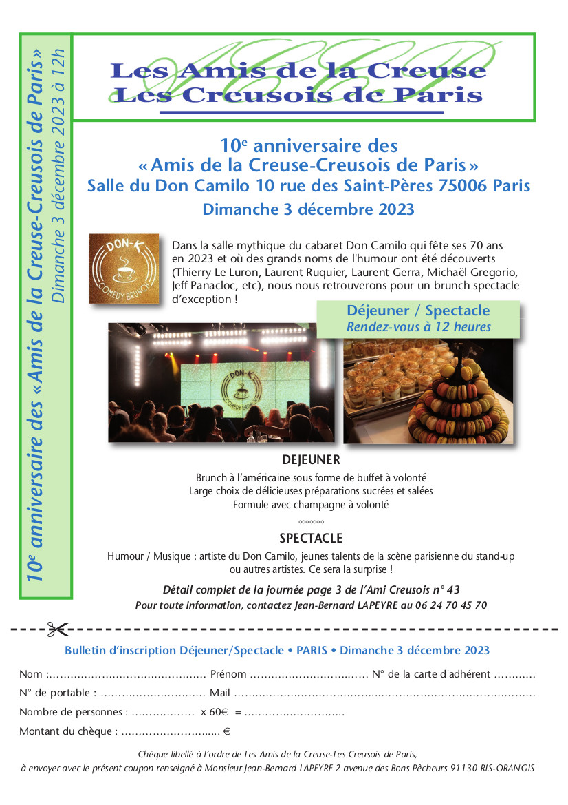 20231029 10e anniversaire des Amis de la Creuse Creusois de Paris Lavaveix les Mines